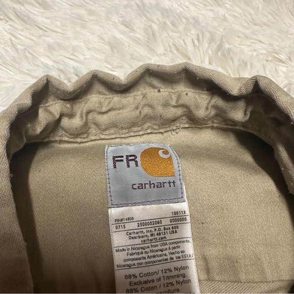 Carhartt Men’s Long Sleeve Fire Retardant Button Down Work Shirt - Picture 4 of 8